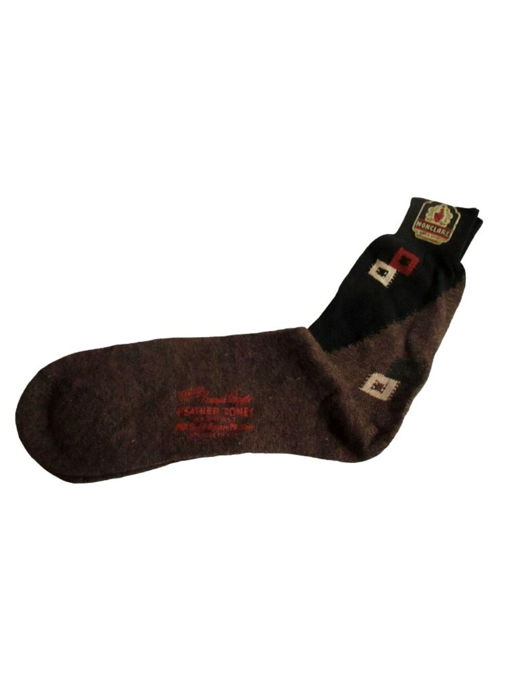 Vintage Socks 50s Monclare Mens Hose Feather Tones Socks With Geometric Pattern